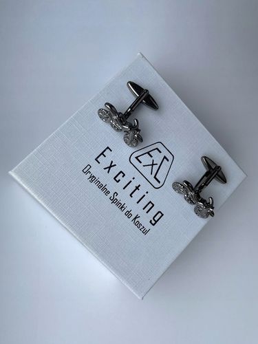 Czarne spinki do mankietów EXC Motocykl Motor Cross Enduro KTM Racing Tytan na Arena.pl