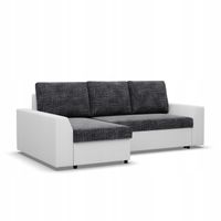 NAROŻNIK LUGO CIEMNY SZARY BIAŁY Rogówka KANAPA Funkcja Spania Wygodny