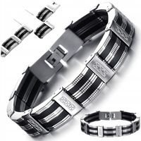 SREBRNA BRANSOLETKA MĘSKA MASYWNA STAL SZLACHETNA PREMIUM ELEGANCKA