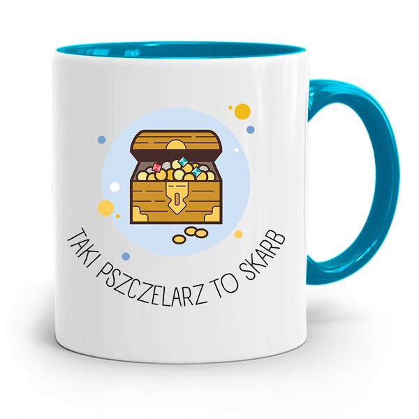 Kubek Błękitny Dla Pszczelarza To Skarb Prezent Z Nadrukiem Ze Zdjęciem zdjęcie 1