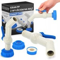 Zawór PP MAUZERA 32mm 1 45 Kran Zbiornika 1000L Beczki IBC ZŁĄCZE WĘŻA