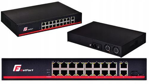 Switch PoE Getfort 16FE+2GE+1SFP 200W na Arena.pl