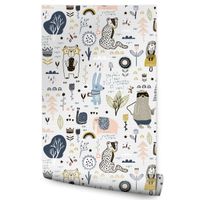 Tapeta Kolorowe ZWIERZĄTKA Las Styl Skandynawski