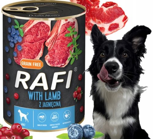 karma mokra dla psów rafi z jagnięciną, borówką i żurawiną 400g - 1 szt. na Arena.pl