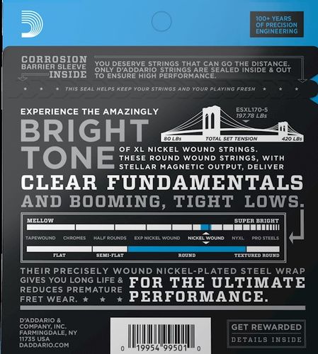 Struny do gitary basowej basu 5 struny 45-130 Daddario EXL170-5 na Arena.pl