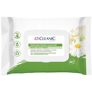 CLEANIC Moist Toilet Tissue nawilżany papier toaletowy z kwasem mlekowym i ekstraktem z rumianku 40szt.