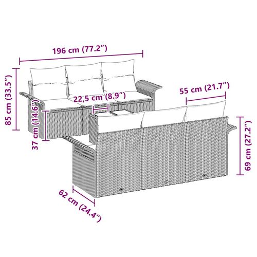 Zestaw Sof na Ogród 7 pcs Beżowy i szary 55 x 55 x 37 cm na Arena.pl