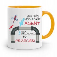 Kubek Żółty Prezent Dla Hydraulika Tajny Agent Z Nadrukiem Ze Zdjęciem