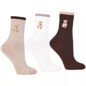 Skarpety Długie z Haftem Misia Prążkowane Bawełniane MORAJ 3 szt 31-34