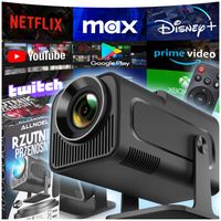 PROJEKTOR RZUTNIK ANDROID TV WIFI FULL HD PRZENOŚNY SMART GŁOŚNIK OBROTOWY