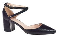 Czółenka na obcasie słupku 6 cm. pasek czarne Rozmiar obuwia - 39