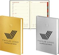 PLANER Z TWOIM LOGO NADRUKIEM tygodniowy kalendarz A5 złoty srebrny 25 szt