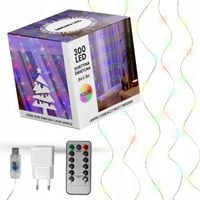 KURTYNA ŚWIETLNA LAMPKI SOPLE DRUCIKI 300 LED 3x3m GIRLANDA USB + ADAPTER
