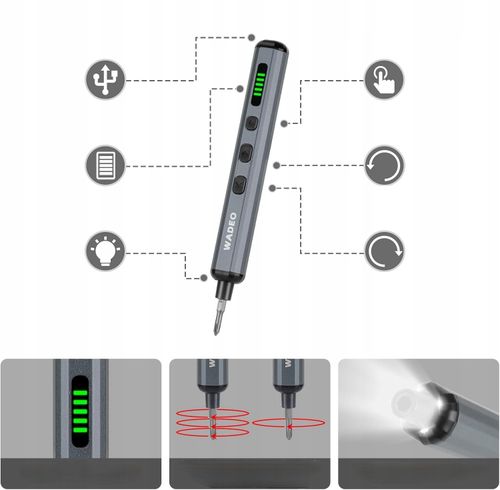 Wkrętak Elektryczny Śrubokręt Akumulatorowy Wkrętarka Bity Zestaw Do Napraw na Arena.pl