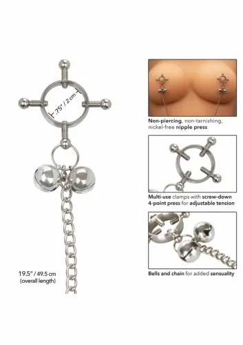 calexotics 4 point nipple press z dzwoneczkami - regulowany system na Arena.pl