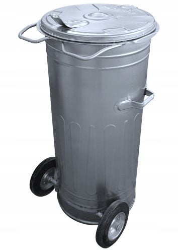 Pojemnik metalowy na śmieci popiół 110l ocynk koła na Arena.pl