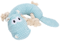 Zabawka dla psa szarpak błękitny hipopotam z piszczałką 24,5×23×6cm