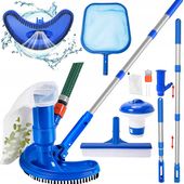 ZESTAW ODKURZACZ SZCZOTKA DO BASENU CZYSZCZENIA DNA ŚCIAN Z Siatką Kij 6W1