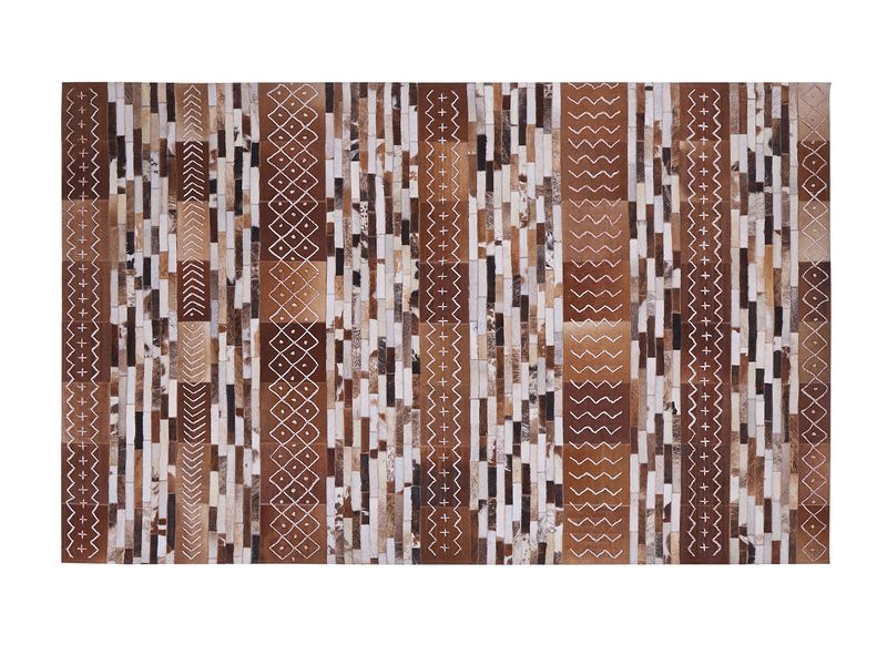 Dywan patchwork skórzany 140 x 200 cm brązowy HEREKLI zdjęcie 3