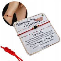 Bransoletka ochronna szczęścia turmalin na czerwonym sznurku srebro