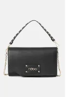 nobo czarna kopertówka z nitami na łańcuszku