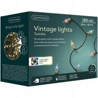 Lampki Choinkowe PRL Żarówki 180LED kolorowe 17,9M 8 Funkcji zielony kabel