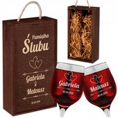 KIELISZKI Z GRAWEREM PREZENT NA ŚLUB SKRZYNKA NA WINO PUDEŁKO NA WINO