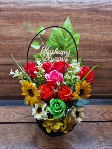 Bukiet kosz upominkowy kwiaty mydlane PACHNĄCE na Arena.pl