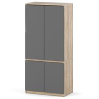 Szafa Nowoczesna Garderoba Do Sypialni Z Półkami 80cm Dąb Sonoma Szara Mat