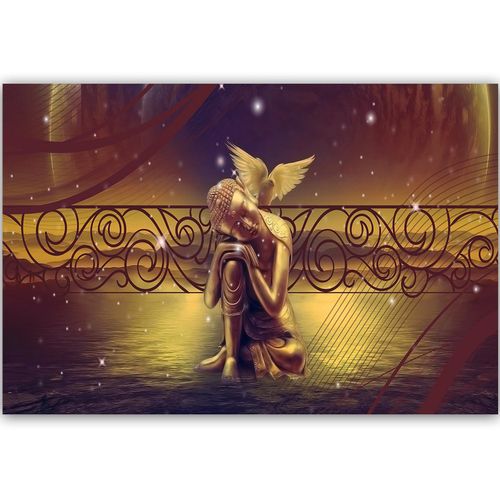 Obraz na płótnie - Canvas, Budda z ptakiem 5 90x60 na Arena.pl