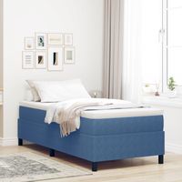 Box Spring Bed Niebieski 90x200 cm z materiału sztruksowego