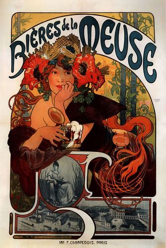 Bières de la Meuse, Alphonse Maria Mucha - plakat 59,4x84,1 cm na Arena.pl