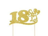 Topper na tort, "18 Sto Lat", 19 cm x 14 cm, złoty