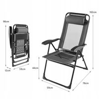 Składane krzesła ogrodowe z zagłówkami zestaw 2 szt.