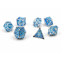 Srebrny Błękit Pełny Set | 3 cm | Metal | Kości | Dark Magic