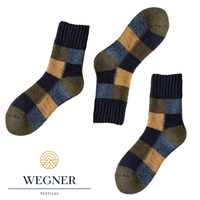 3x Zimowe Skarpetki z owczej wełny w kratę WYSOKA JAKOŚĆ 39-42