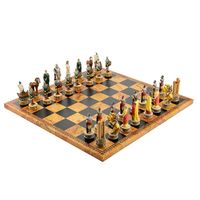 SZACHY ITALFAMA 'BITWA O TROJĘ' Polystone Ręcznie Malowane+Deska MAPA 40cm