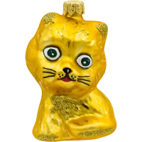 Bombka choinkowa szklana: Uroczy kotek: żółty