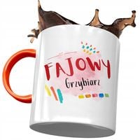 Kubek Pomarańczowy Dla Grzybiarza Fajowy Grzybiarz Z Nadrukiem Ze Zdjęciem