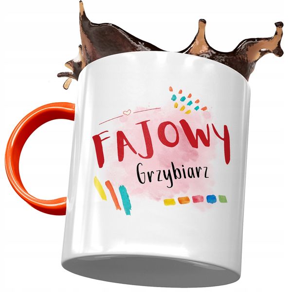 Kubek Pomarańczowy Dla Grzybiarza Fajowy Grzybiarz Z Nadrukiem Ze Zdjęciem zdjęcie 1