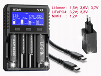 ŁADOWARKA XTAR VX4 DO AKU. LI-ON 1.5V/3.6V/3.7V LIFEPO4 3.2V NI-MH 1.2V