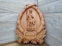 Obraz płaskorzeźba ikona herb Św. Hubert patron myśliwych 30cm