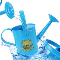 Konewka metalowa dla dzieci niebieska do kwiatów ogrodowa zabawka