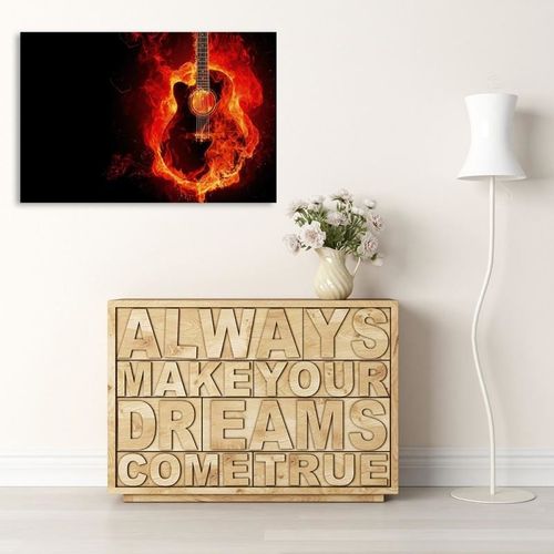 Obraz na płótnie - Canvas, Płonąca gitara 50x40 na Arena.pl