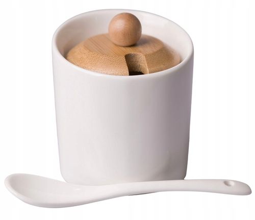 CUKIERNICA CUKIERNICZKA Z ŁYŻECZKĄ Z POKRYWKĄ BIAŁA POJEMNIK NA CUKIER na Arena.pl