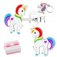 Kolczyki srebrne dla dzieci dziewczynki jednorożce srebro sztyfty wkrętki