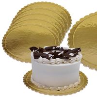 5 SZT PODKŁADÓW POD TORT CIASTO 40 CM OKRĄGŁY ZŁOTY POŁYSK GRUBY SZTYWNY