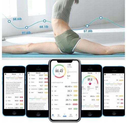 WAGA ŁAZIENKOWA BLUETOOTH SMART INTELIGENTNA ANALITYCZNA BMI DO 180KG na Arena.pl