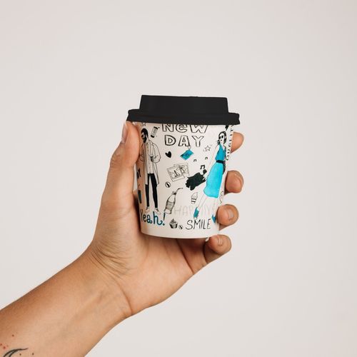 Kubki Papierowe Do Goracych i Zimnych Napojów 250ml Nadruk+ pokrywki 100szt na Arena.pl