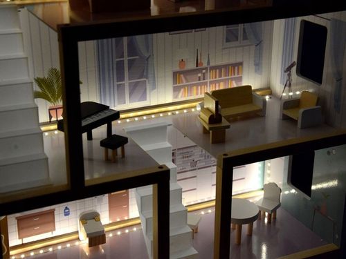 Drewniany domek dla lalek w stylu Boho led ZA4131 na Arena.pl